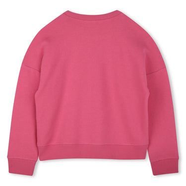 HUGO Sudadera para niña y adolescente rosa print logo enn blanco